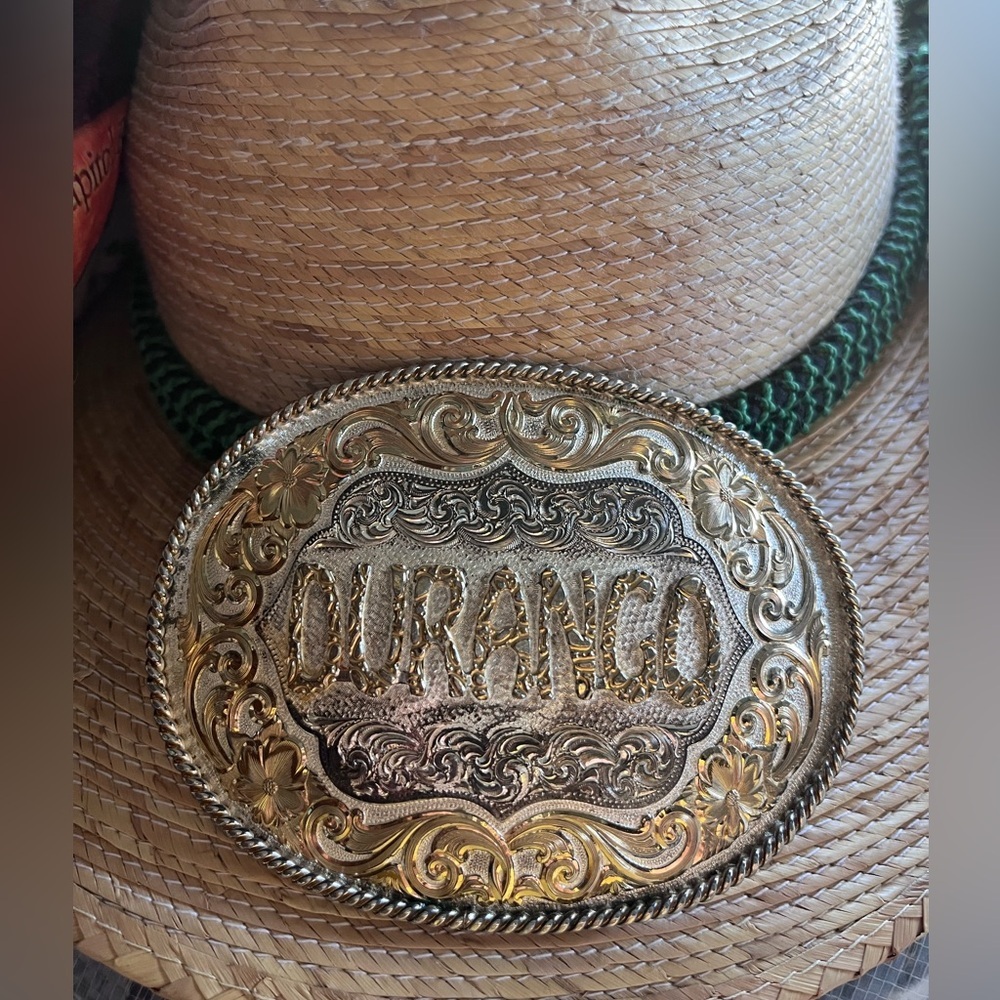 VINTAGE Western‎ Durango Gold and Silver Ornate Buckle